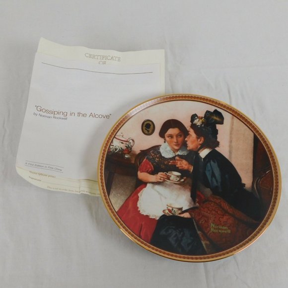 Norman Rockwell Collector Plate Knowles “Gossiping in the Alcove” COA 1983 Women - Picture 2 of 5